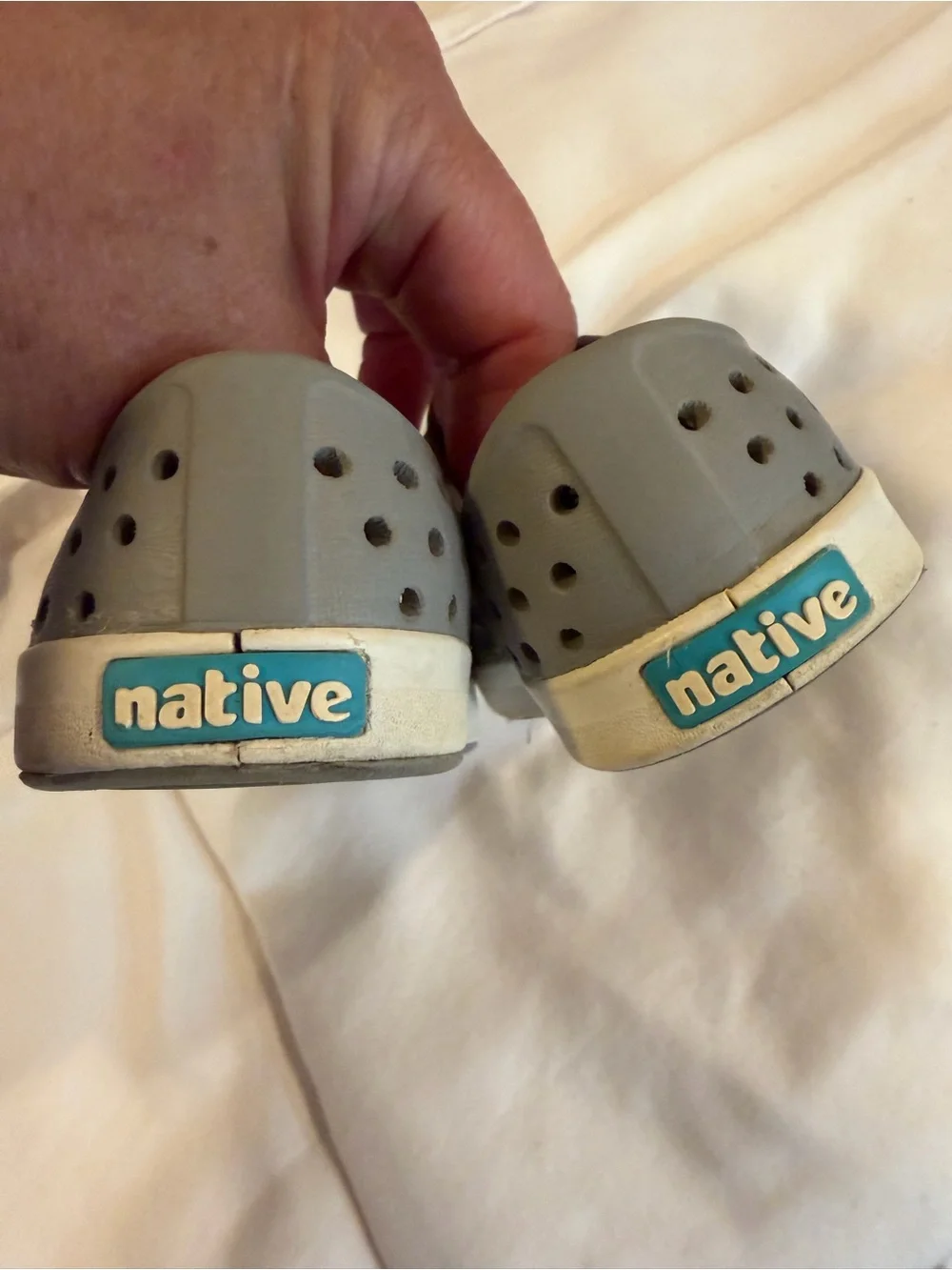 Native Kids Slip-On Water Shoes in Light Grey and White